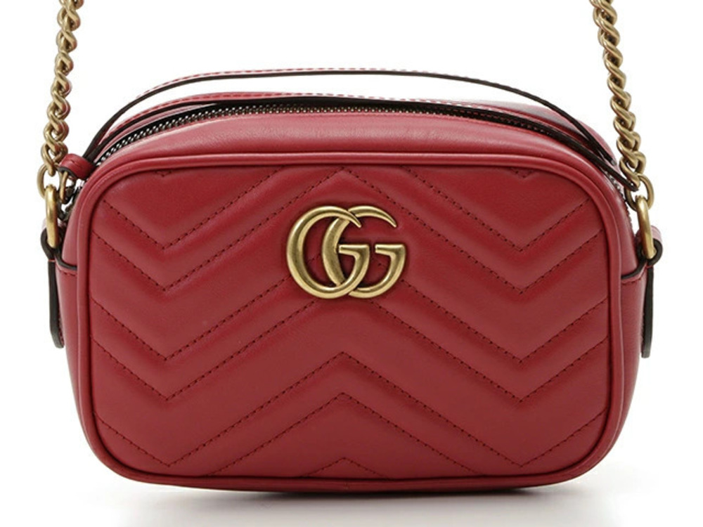 Gucci GG Marmont Quilted Bag Shoulder Red Leather